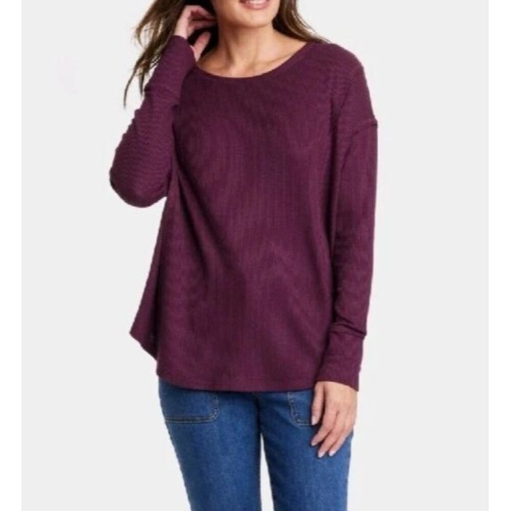 Women’s Crew-Neck Long Sleeve Top, Knox Rose (Size S / 4-6) "Dark Purple" - New